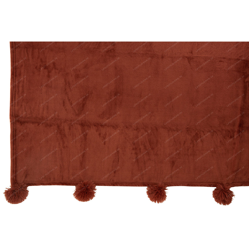 Decke PomPom aus Polyester, Marsala