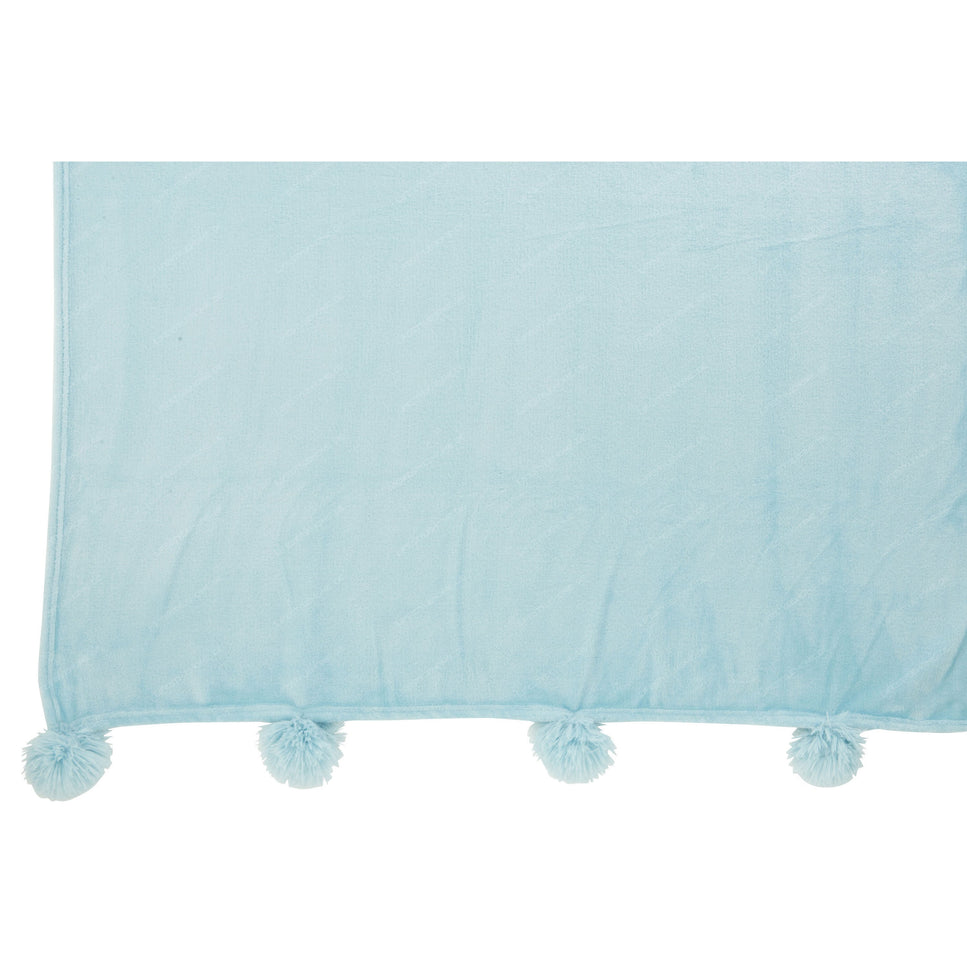 Decke PomPom aus Polyester, Himmelblau