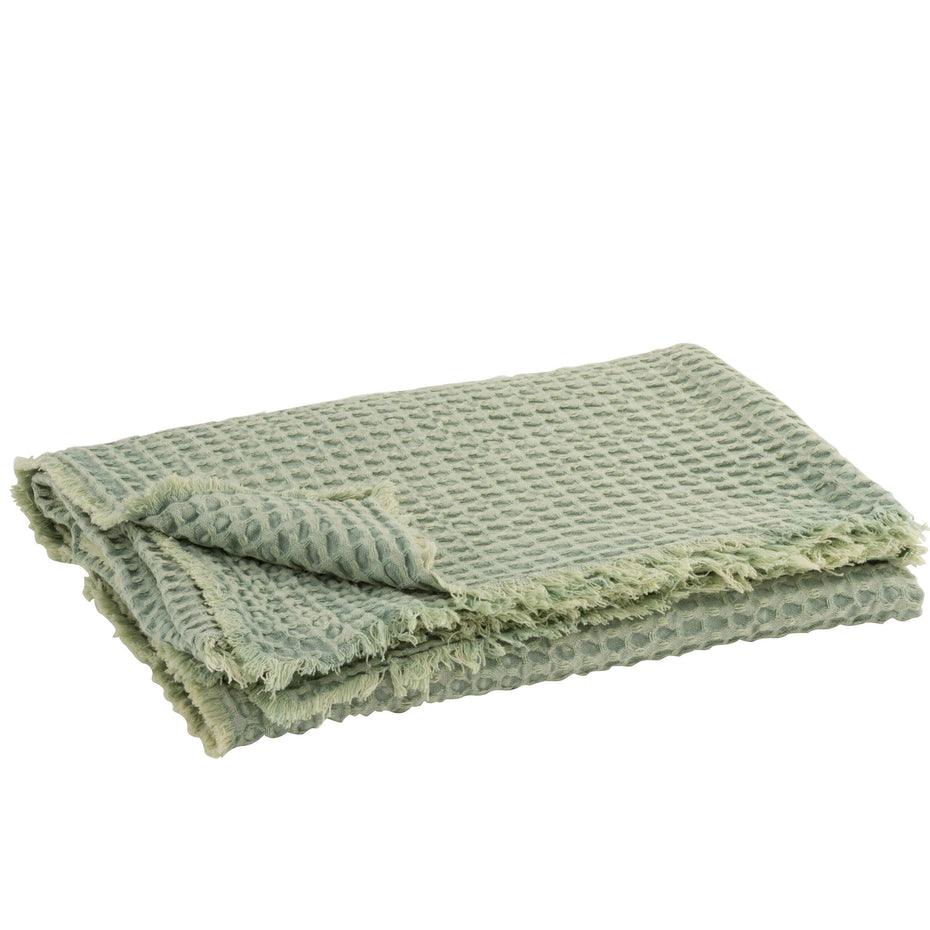 Decke mit Waffelmuster, Baumwolle, Hellgrün