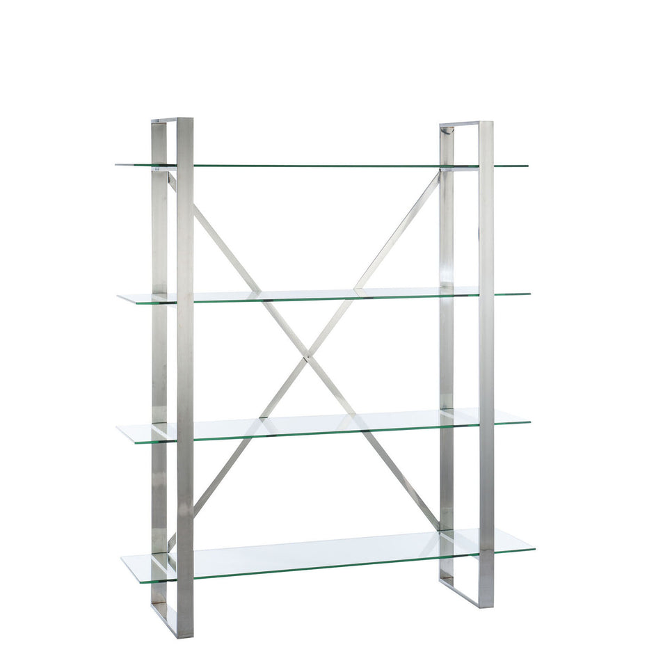 Rack mit 4 Regalen, Chromstahl, Silber/Transparent