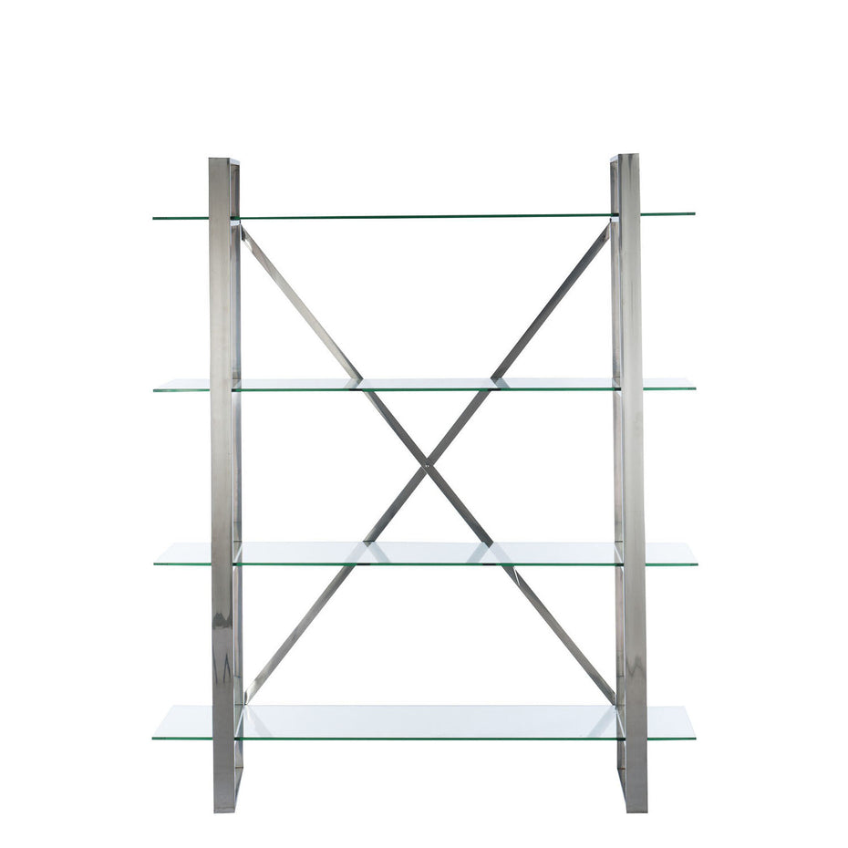 Rack mit 4 Regalen, Chromstahl, Silber/Transparent