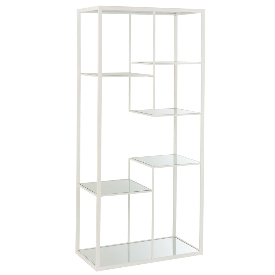 Rack mit 5 Regalen, Metall/Glas, Weiß