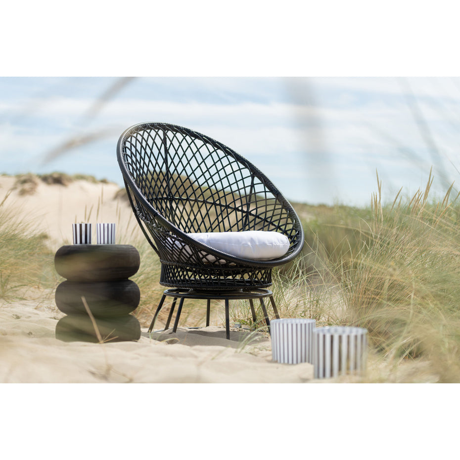 Sofa + Kissen Zayo Turn Metall/Rattan Blau