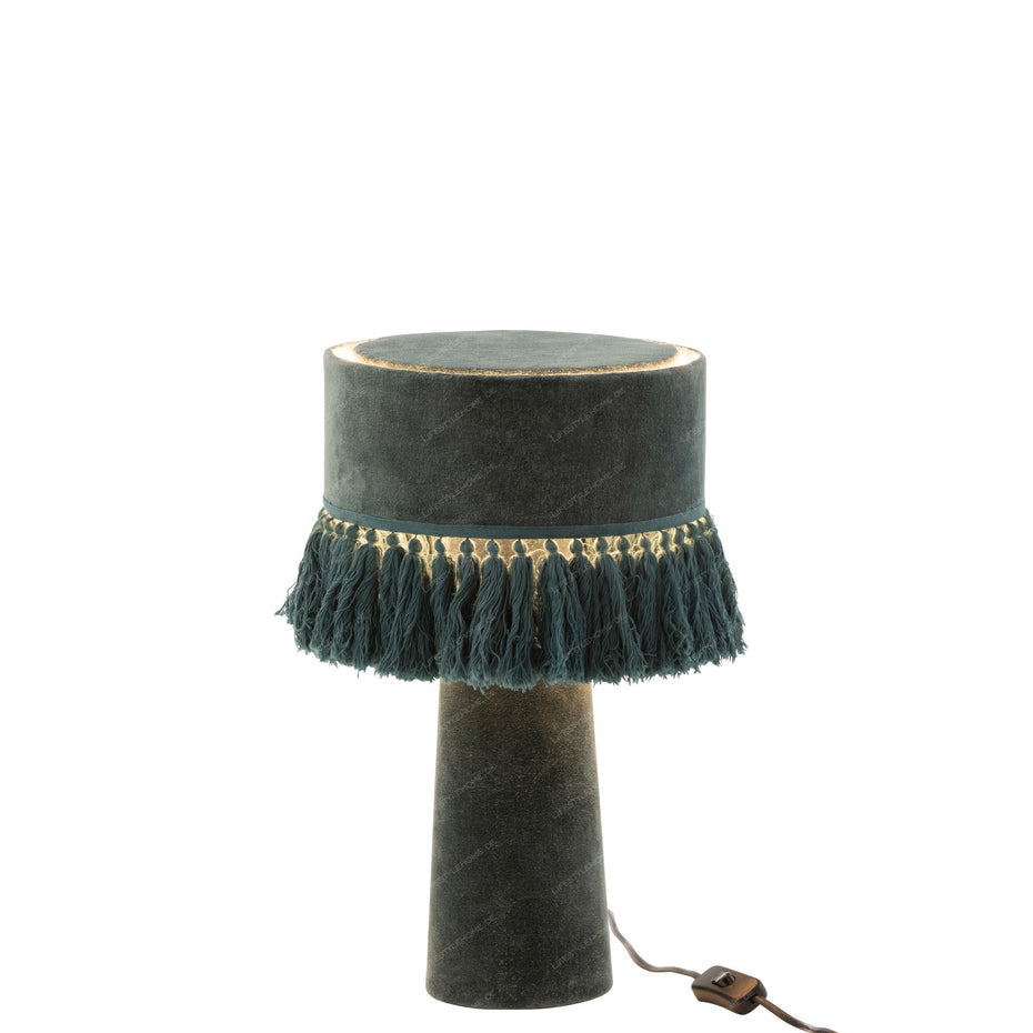 TISCHLAMPE EVA RUNDES VELVET COCONUT PETROL BLAU