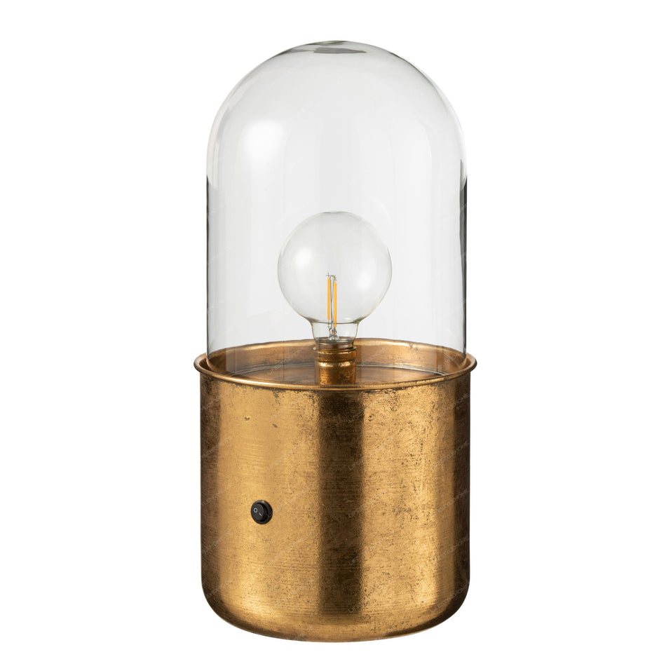 Tischlampe Antik LED, Glas/Zink, gold, groß