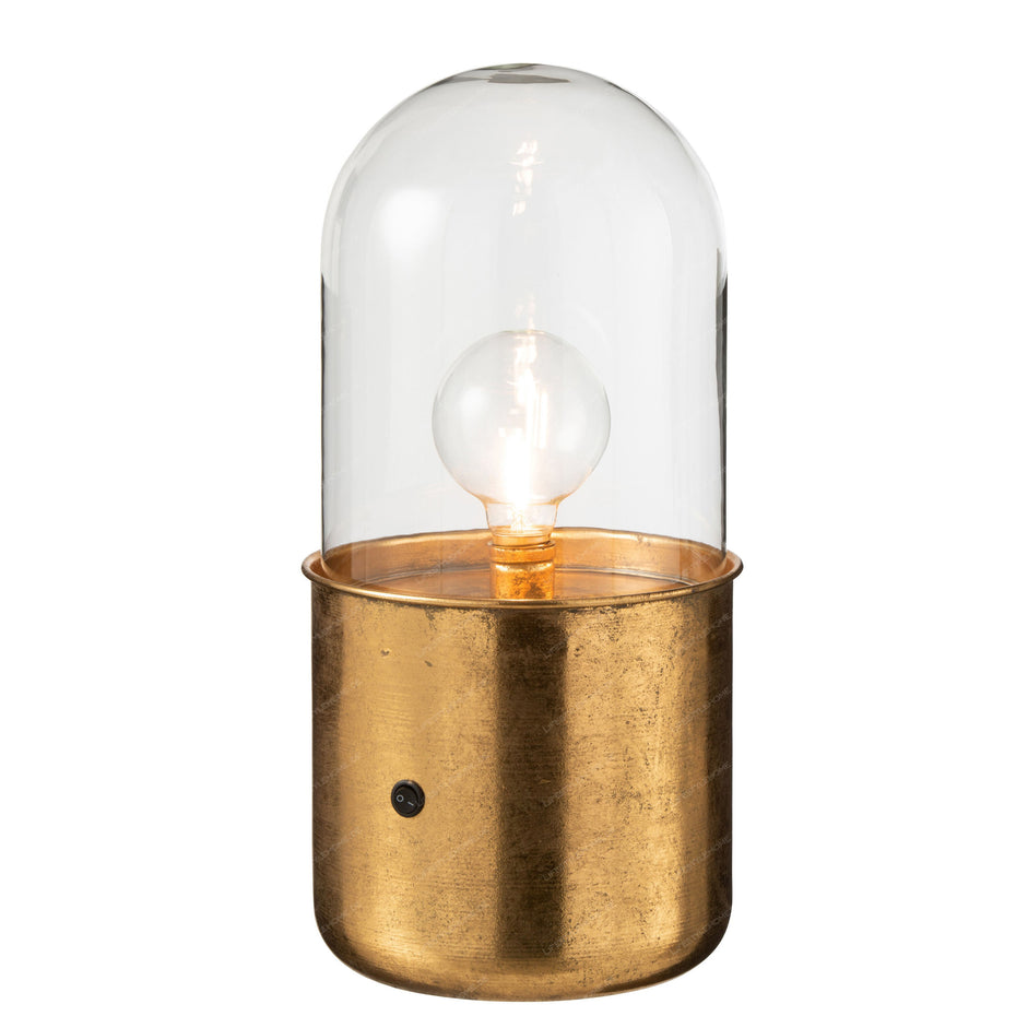 Tischlampe Antik LED, Glas/Zink, gold, groß