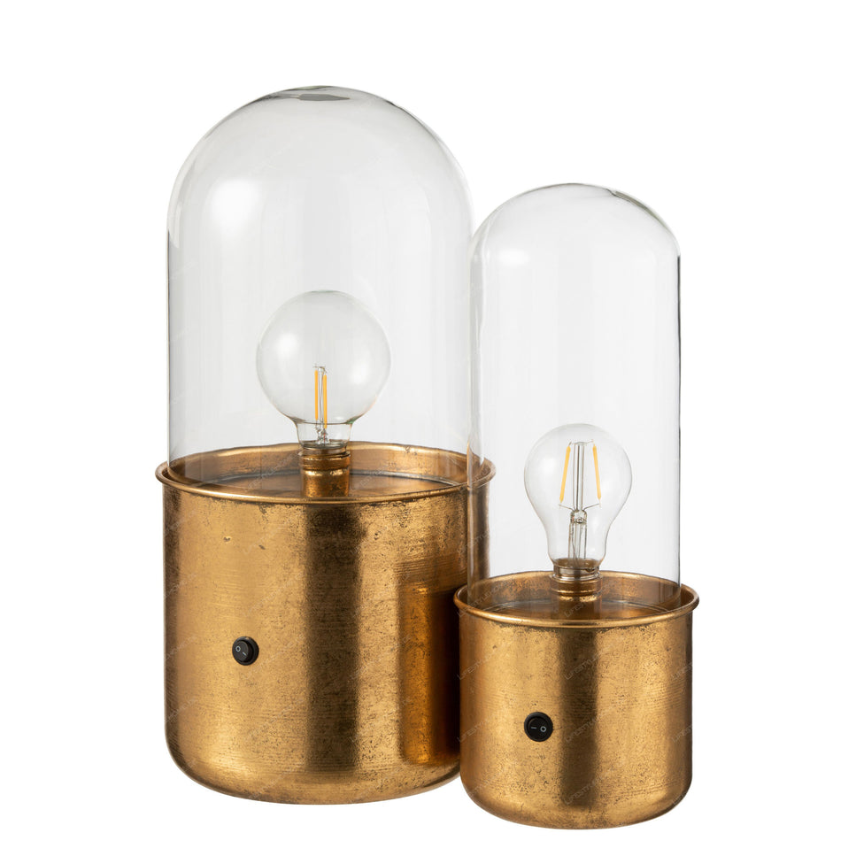 Tischlampe Antik LED, Glas/Zink, gold, groß