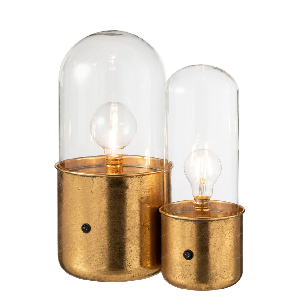 Tischlampe Antik LED, Glas/Zink, gold, groß