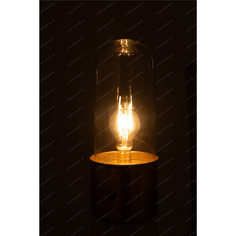 Tischlampe Antik LED, Glas/Zink, gold, klein