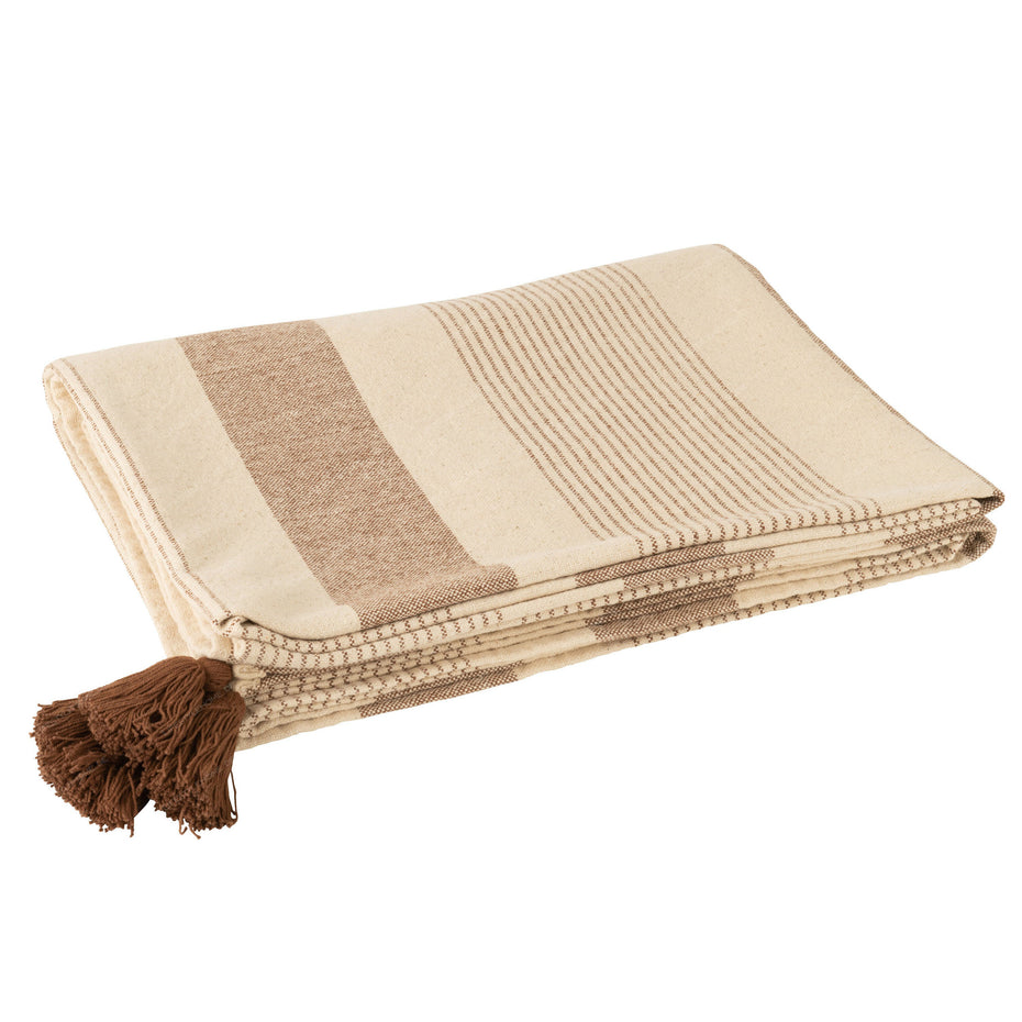 Decke Mik aus Baumwolle, Beige/Braun