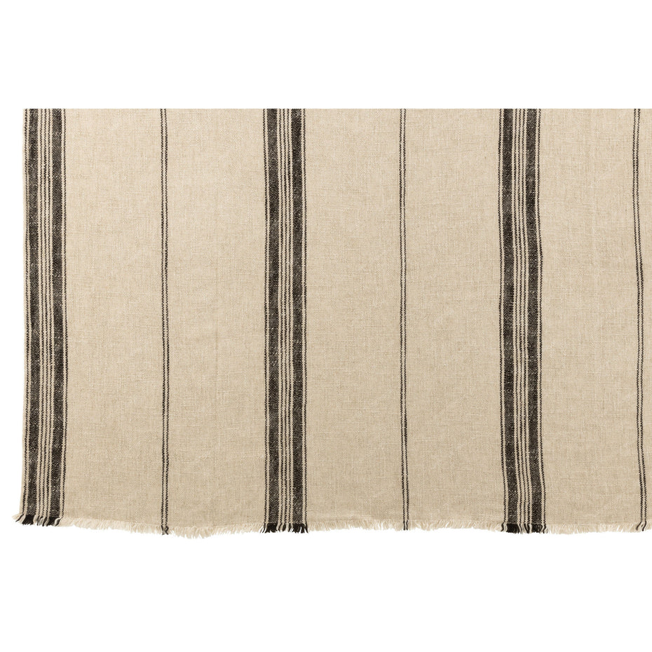 Decke mit Streifen aus Leinen, Beige